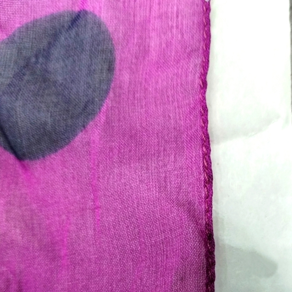 1990s Gap Italian Silk Plum Black Polka Dot Scarf - Picture 3 of 7